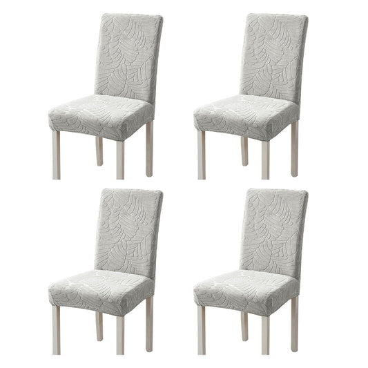 Chair Cover 4Pcs Stretch Dining Chair Cover Seat Covers Washable Banquet Wedding Party Jacquard Chair Cover-Grey