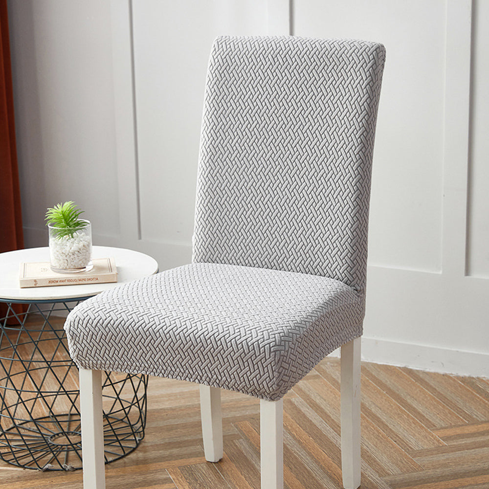 Chair Cover 4Pcs Stretch Dining Chair Cover Seat Covers Washable Banquet Wedding Party Jacquard Chair Cover-Beige