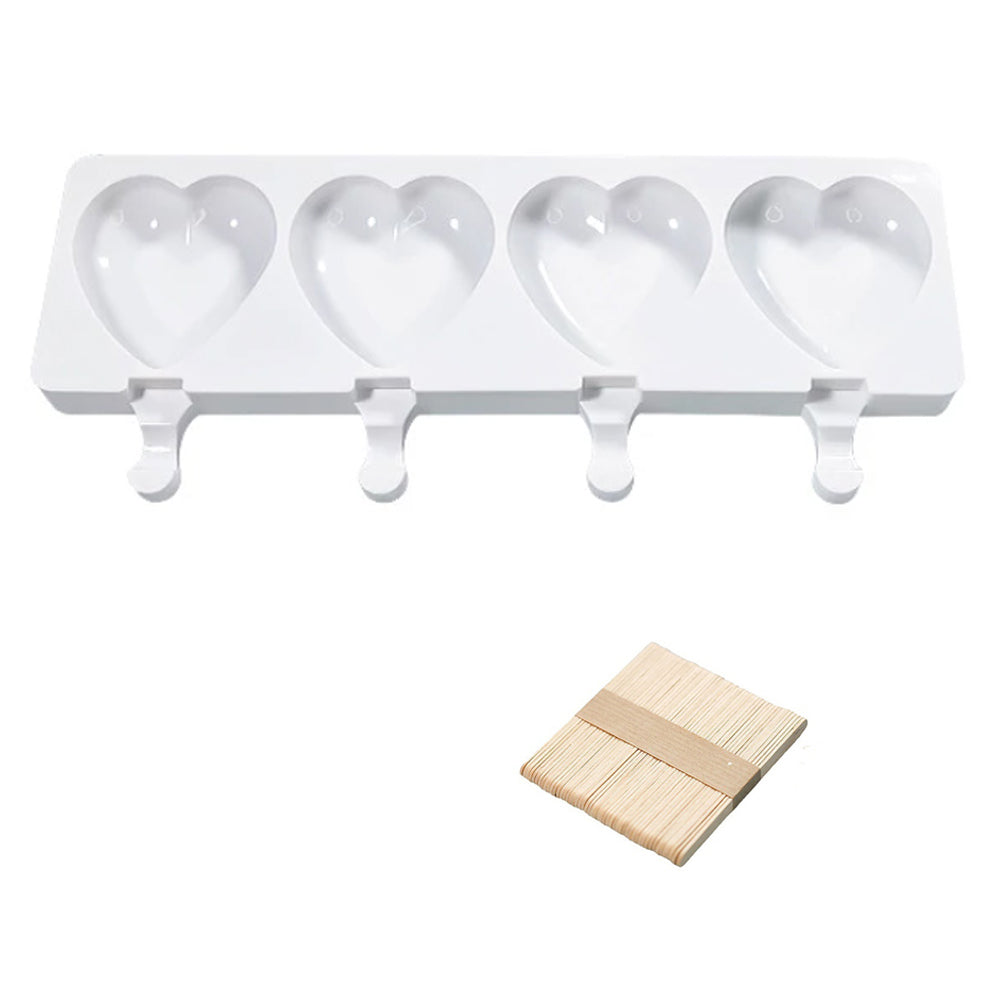 4 Silicone Mold DIY Ice Pop Mold Popsicle Makers Food Storage Container for Egg Bites -Heart Shape