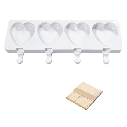 4 Silicone Mold DIY Ice Pop Mold Popsicle Makers Food Storage Container for Egg Bites -Heart Shape