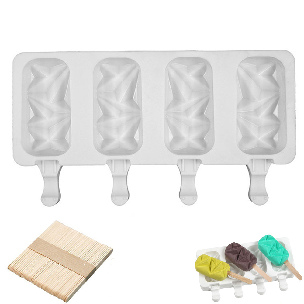 2pcs 4 Silicone Mold DIY Ice Pop Mold Popsicle Makers Food Storage Container for Egg Bites -Rhombus Shape