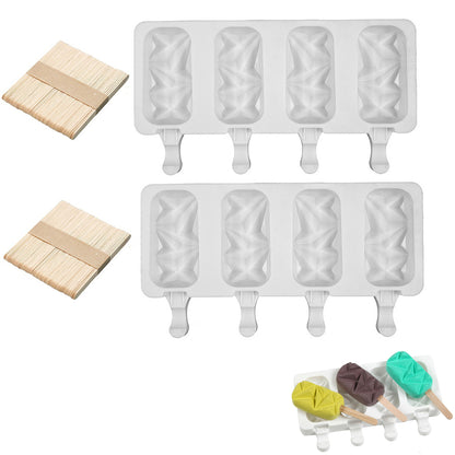 2pcs 4 Silicone Mold DIY Ice Pop Mold Popsicle Makers Food Storage Container for Egg Bites -Rhombus Shape