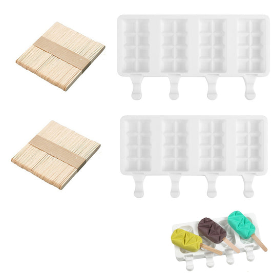 2pcs 4 Silicone Mold DIY Ice Pop Mold Popsicle Makers Food Storage Container for Egg Bites -Grid Shape