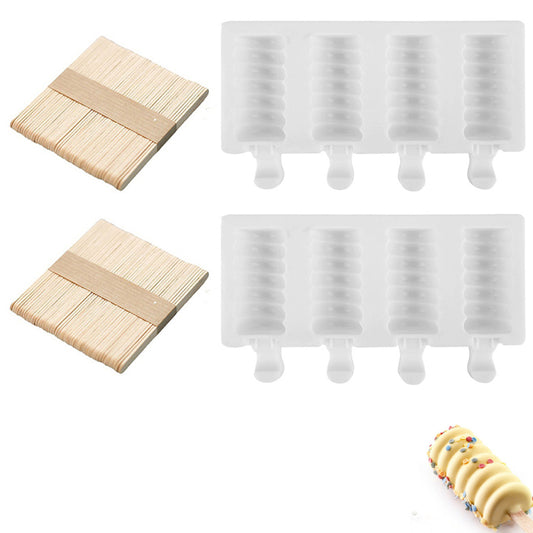 2pcs 4 Silicone Mold DIY Ice Pop Mold Popsicle Makers Food Storage Container for Egg Bites -Circle Shape