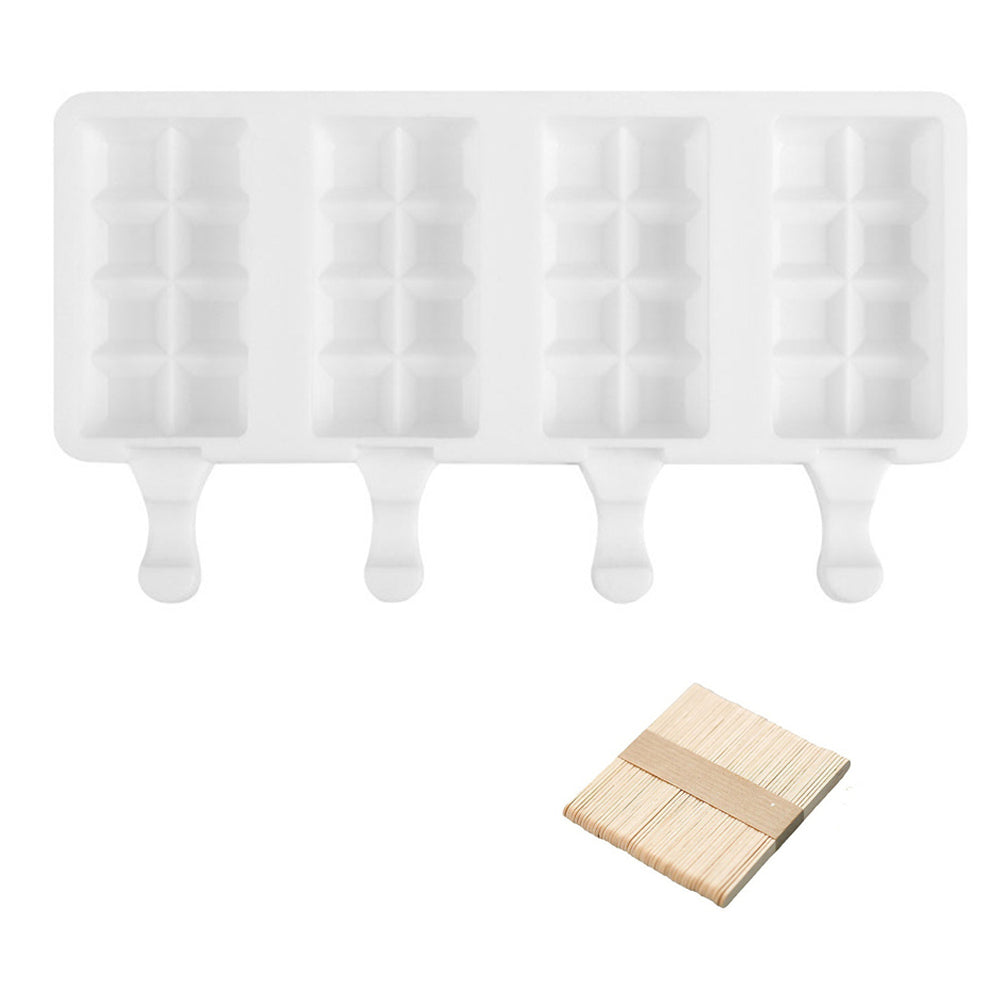 4 Silicone Mold DIY Ice Pop Mold Popsicle Makers Food Storage Container for Egg Bites -Grid Shape
