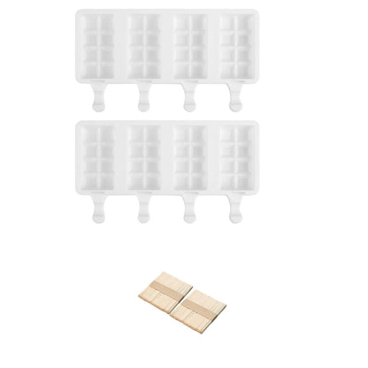 2pcs 4 Silicone Mold DIY Ice Pop Mold Popsicle Makers Food Storage Container for Egg Bites -Grid Shape