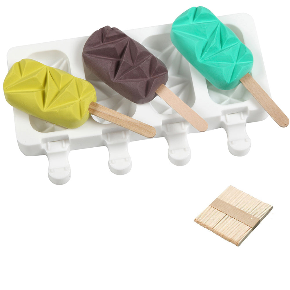 4 Silicone Mold DIY Ice Pop Mold Popsicle Makers Food Storage Container for Egg Bites -Rhombus Shape
