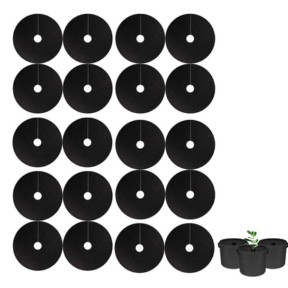 20Pcs Non Woven Tree Mulch Ring Plant Protector Mat Round Gardening Landscaping Fabric Cover -L