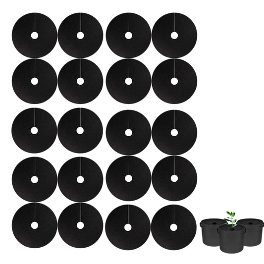 20Pcs Non Woven Tree Mulch Ring Plant Protector Mat Round Gardening Landscaping Fabric Cover -L
