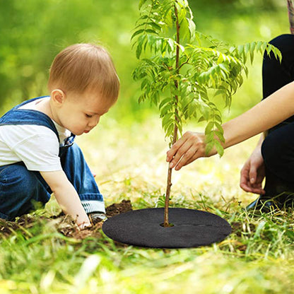 20Pcs Non Woven Tree Mulch Ring Plant Protector Mat Round Gardening Landscaping Fabric Cover -L
