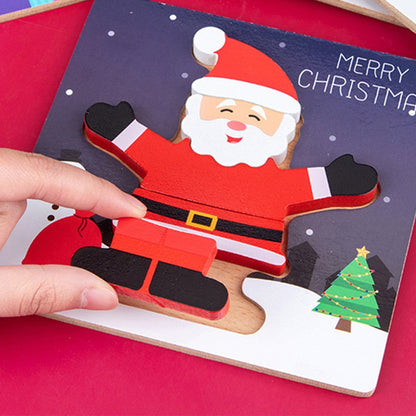 2Pcs Christmas Santa Claus Snowman Puzzle Toys Kids Toddlers Early Education Toy