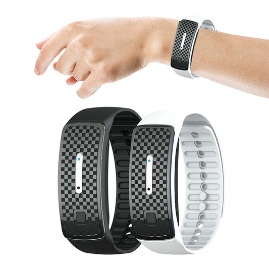 2X Ultrasonic Mosquito Repellent Bracelet USB Rechargeable Wristband Black White