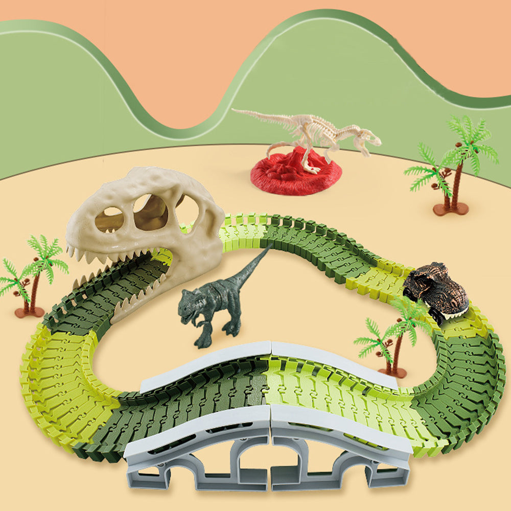 Toy 112Pcs Dinosaur RaceTracksFlexible Train Tracks Setfor Kids Boys ToyGift-Style1