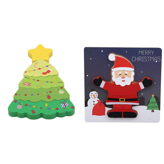 2Pcs Christmas Tree Santa Claus Puzzle Toys Kids Toddlers Early Education Toy