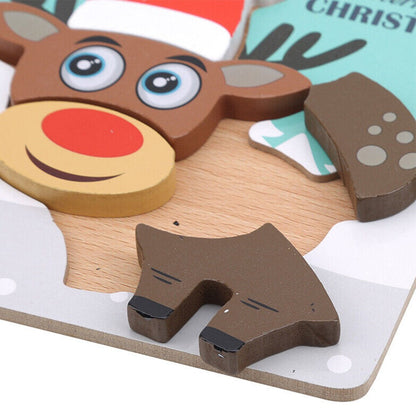 2Pcs Christmas Tree Elk Puzzle Toys Kids Toddlers Early Education Toy