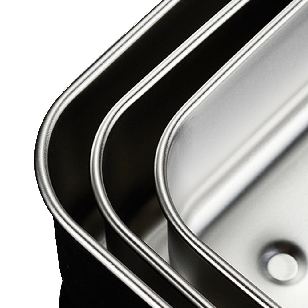 Set of 3Pcs Stainless Steel Food Storage Container Lunch Box with Clear Lid