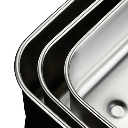 Set of 3Pcs Stainless Steel Food Storage Container Lunch Box with Clear Lid