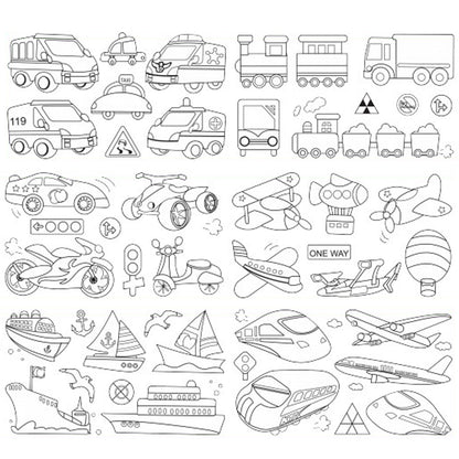 Wall Art Children's Drawing Roll Paper Roll Sticky DIY Painting Paper Drawing Color Filling Paper-Vehicles