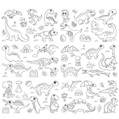 Wall Art Children's Drawing Roll Paper Roll Sticky DIY Painting Paper Drawing Color Filling Paper-Dinosaur Paradise