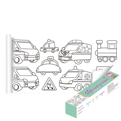 Wall Art Children's Drawing Roll Paper Roll Sticky DIY Painting Paper Drawing Color Filling Paper-Vehicles