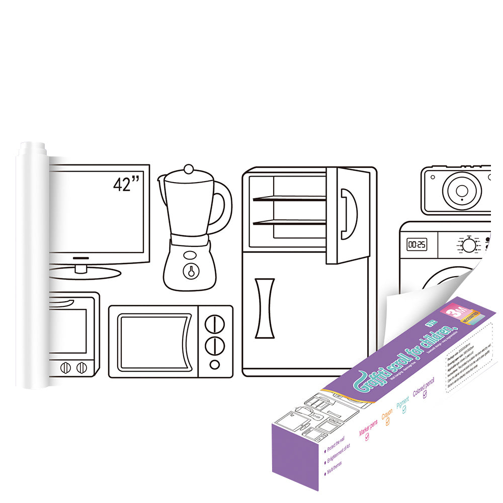 Wall Art Children's Drawing Roll Paper Roll Sticky DIY Painting Paper Drawing Color Filling Paper-Daily Necessities