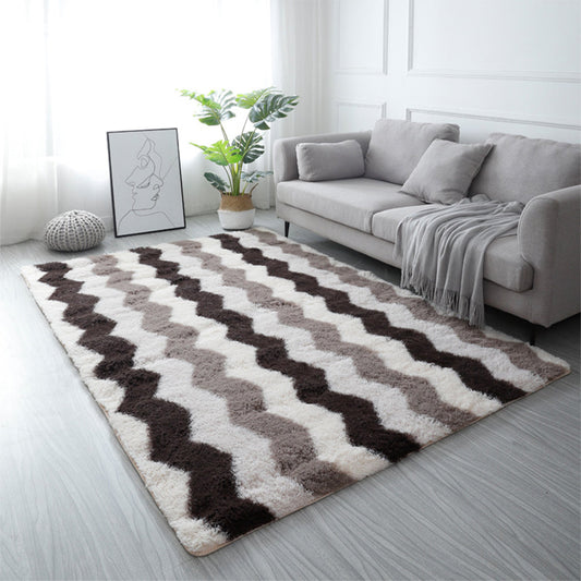 Floor Area Rug Bedroom Carpet Plush Abstract Modern Soft Living Room Non-slip Mat-Brown