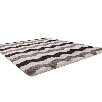 Floor Area Rug Bedroom Carpet Plush Abstract Modern Soft Living Room Non-slip Mat-Brown