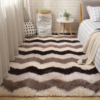 Floor Area Rug Bedroom Carpet Plush Abstract Modern Soft Living Room Non-slip Mat-Brown