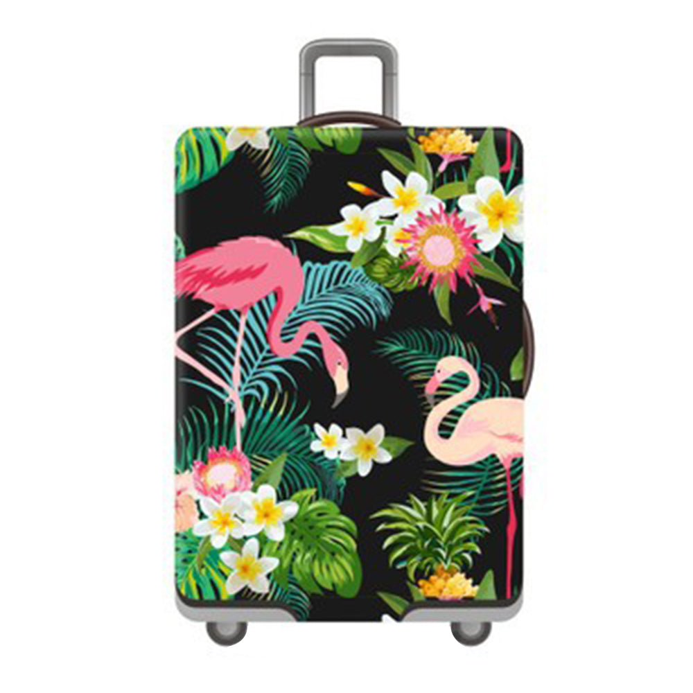 Elastic Travel Suitcase Protector Cover -Jungle flamingo