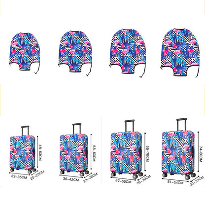 Elastic Travel Suitcase Protector Cover -Blue leaf flamingo