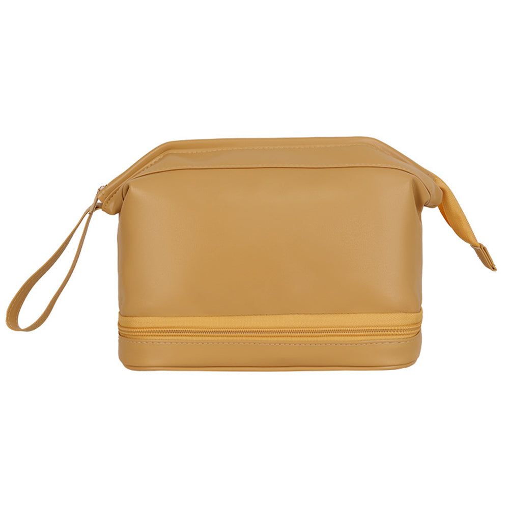 Large Makeup Bag Double Layer Cosmetic Bag Travel Makeup Bag -Yellow