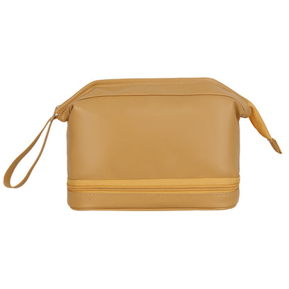 Large Makeup Bag Double Layer Cosmetic Bag Travel Makeup Bag -Yellow