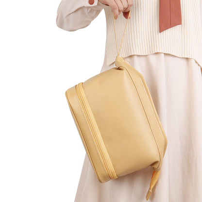 Large Makeup Bag Double Layer Cosmetic Bag Travel Makeup Bag -Yellow