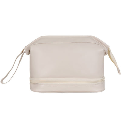 Large Makeup Bag Double Layer Cosmetic Bag Travel Makeup Bag -White