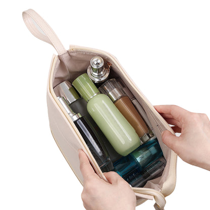 Large Makeup Bag Double Layer Cosmetic Bag Travel Makeup Bag -White