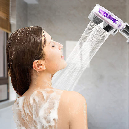2 X Handheld Propeller High Pressure Shower Head Purple Yellow