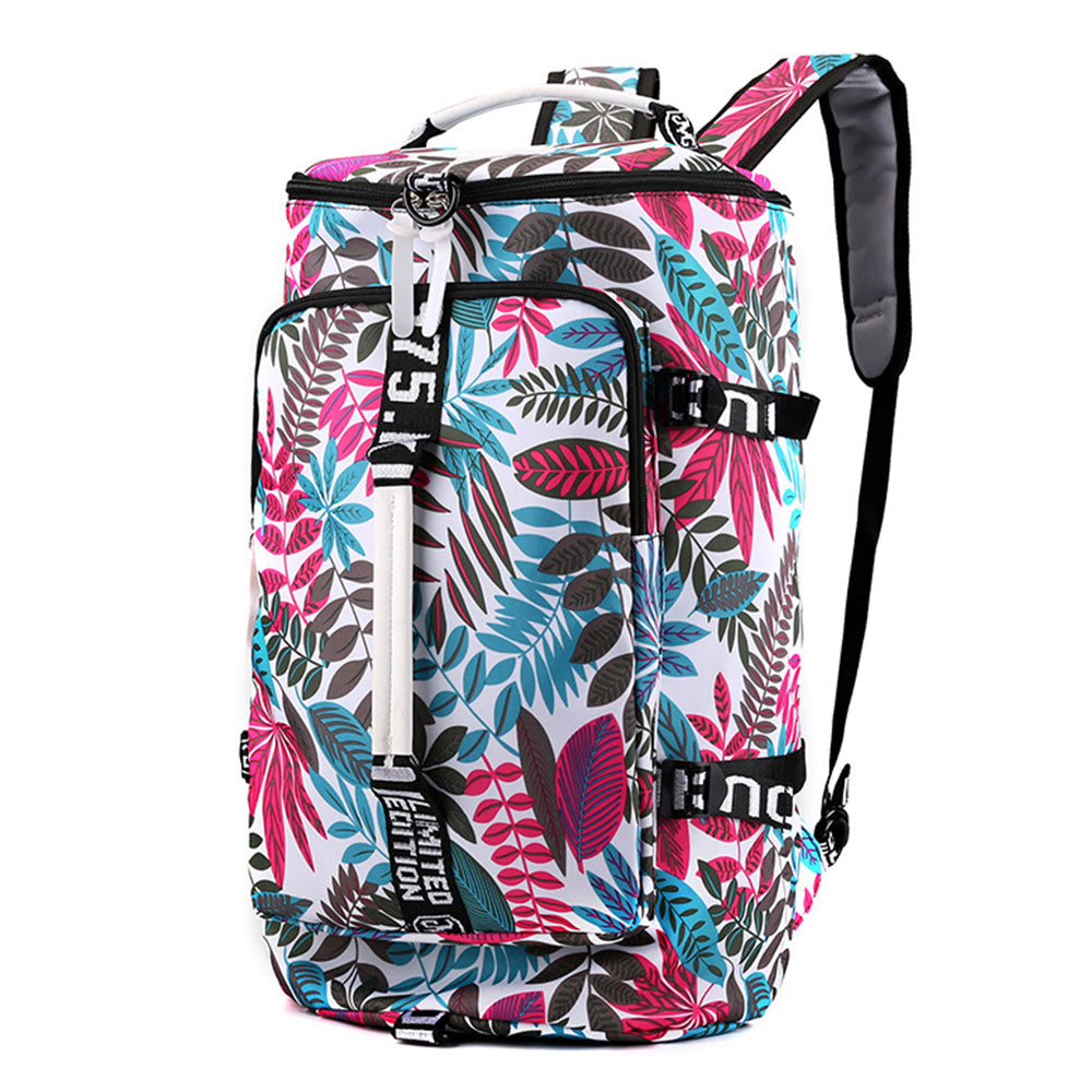 Large Capacity Flower Pattern Travel Duffle Bag Sport Gym Backpack -Multicolour