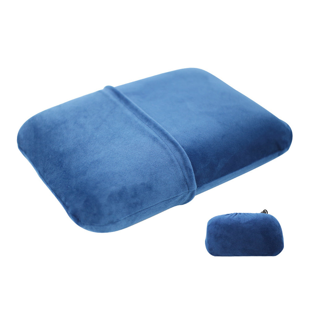 Travel Memory Foam Pillow with Pillowcase Pocket -Blue