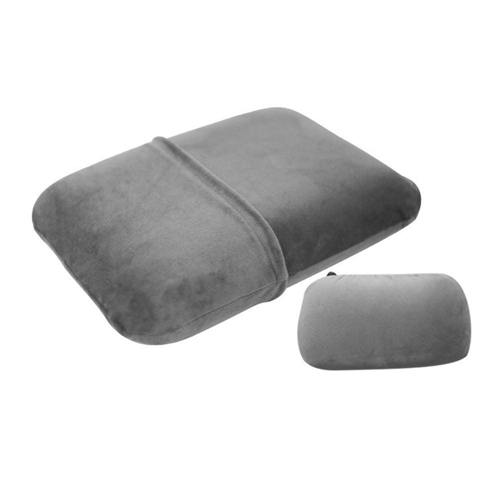 Travel Memory Foam Pillow with Pillowcase Pocket -Grey
