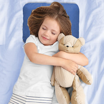 Travel Memory Foam Pillow with Pillowcase Pocket -Blue