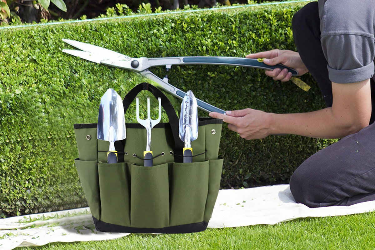 Gardening Tool Bag with Pockets Garden Plant Tool Set Store Content Bag-Army Green