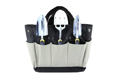 Gardening Tool Bag with Pockets Garden Plant Tool Set Store Content Bag-Black Grey