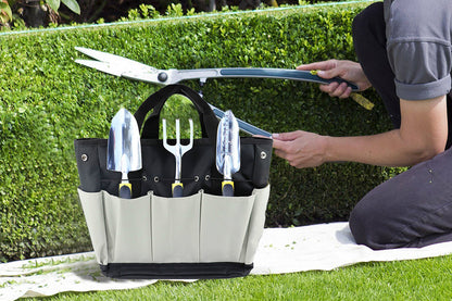 Gardening Tool Bag with Pockets Garden Plant Tool Set Store Content Bag-Black Grey