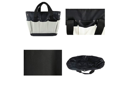 Gardening Tool Bag with Pockets Garden Plant Tool Set Store Content Bag-Black Grey