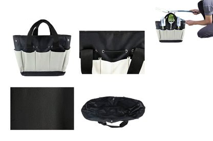 Gardening Tool Bag with Pockets Garden Plant Tool Set Store Content Bag-Black Grey