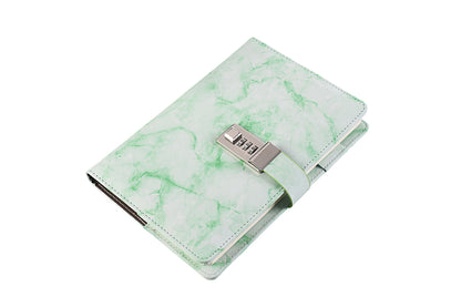 Diary with Lock Marble PU Leather for Girls Boys gift-Green