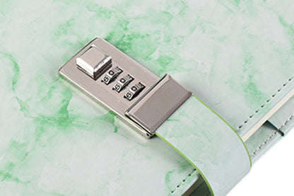 Diary with Lock Marble PU Leather for Girls Boys gift-Green
