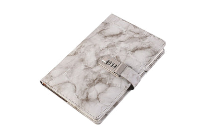 Diary with Lock Marble PU Leather for Girls Boys gift-Gray