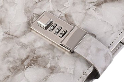Diary with Lock Marble PU Leather for Girls Boys gift-Gray