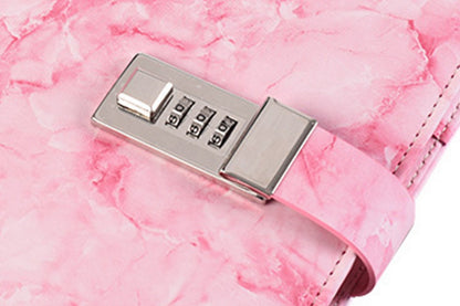 Diary with Lock Marble PU Leather for Girls Boys gift-Pink